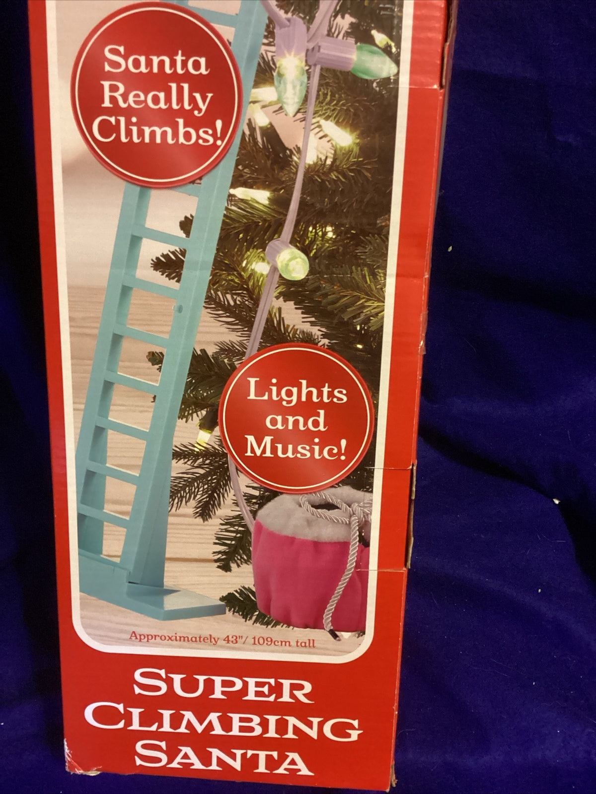 ! Mr. Christmas Super Climbing Animated Santa 40" ladder Lights Motion Music 07FC0E-D4 - KOEEK