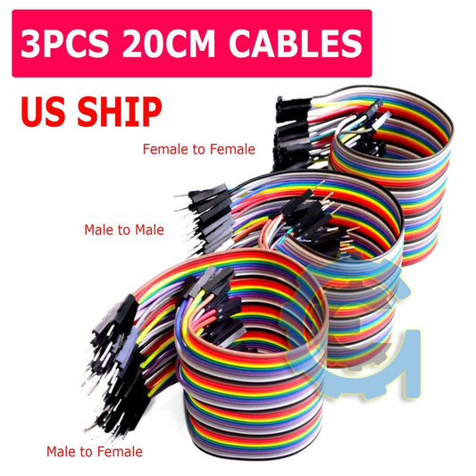 T1 3X 40pcs 20cm Male To Male Female Dupont Wire Jumper Cable