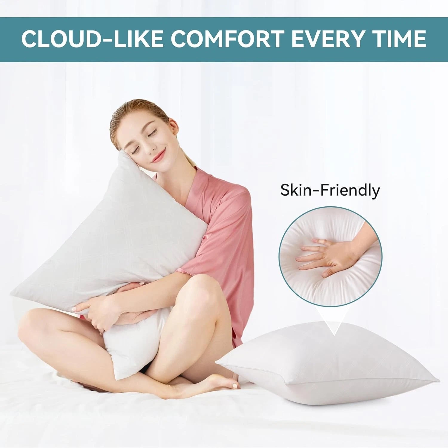 20x20 Decorative Pillow Inserts, Set of 2, White Square Pillow Inserts 07FC0E-D4 - KOEEK