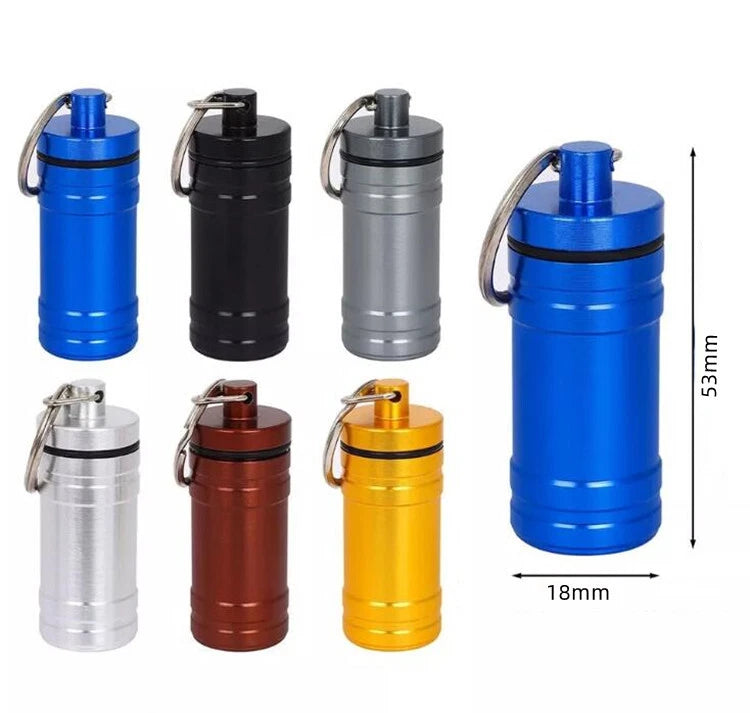 10 Premium Aluminum Waterproof Medication Pill Container Box Keychain With Spoon 07FC0E-D4 - KOEEK
