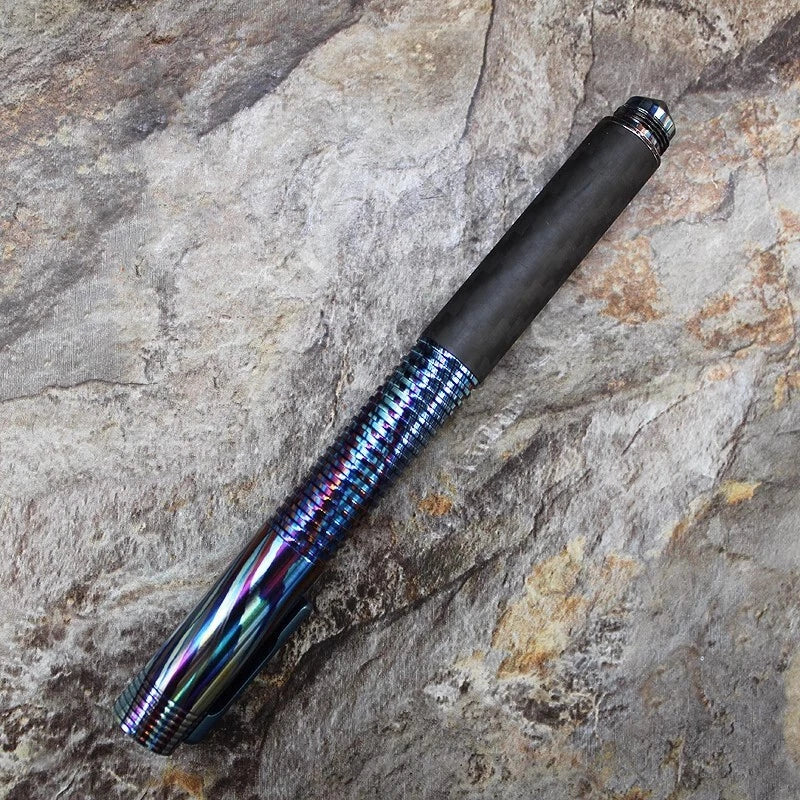 Titanium Damascus+Carbon Fiber Ball Point Pen Ballpoint Broken Window Tool Pen 07FC0E-D4 - KOEEK