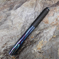 Titanium Damascus+Carbon Fiber Ball Point Pen Ballpoint Broken Window Tool Pen 07FC0E-D4 - KOEEK