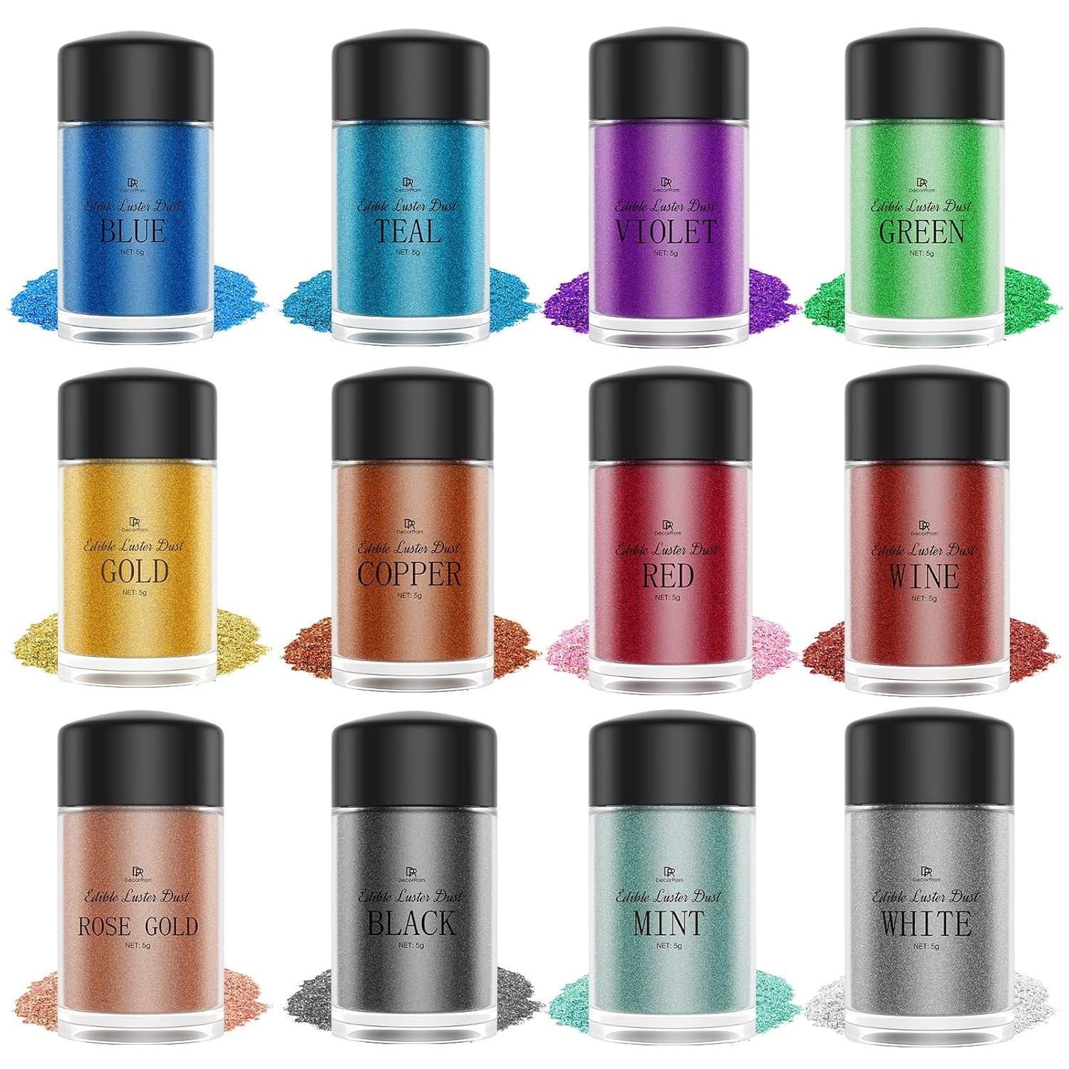 new Edible Glitter Set - Luster Dust 12 Colors, Blue,Copper,Green,Violet,White 07FC0E-D4 - KOEEK