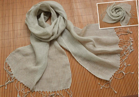 Mens  Flax Linen Natural Soft Scarf Breathable Banadana Neckerchief Shawl 07FC0E-D4 - KOEEK