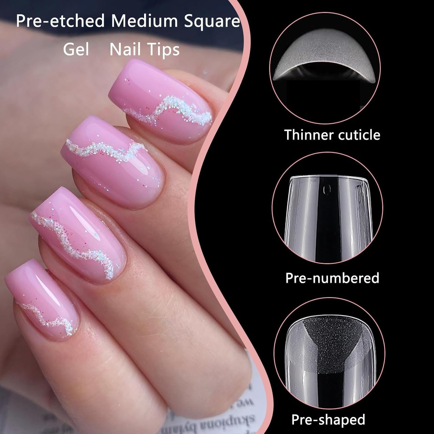 new LuckForever 600pc Short Square Nail Tips Clear Fake Press on Nails LUCKFOREVER - KOEEK