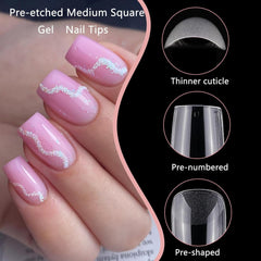 new LuckForever 600pc Short Square Nail Tips Clear Fake Press on Nails LUCKFOREVER - KOEEK