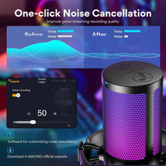 Computer Gaming Microphone with RGB Lights, Mute, Noise Canceling Microphone 07FC0E-D4 - KOEEK