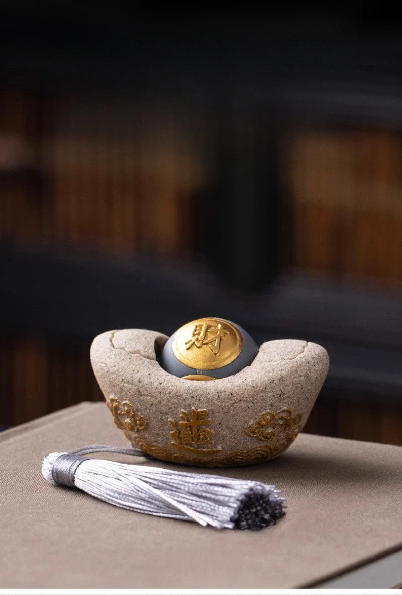 1Pc Auspicious Wealth Ornament Wealth Attraction Yuanbao Tea Pet Decoration 07FC0E-D4 - KOEEK