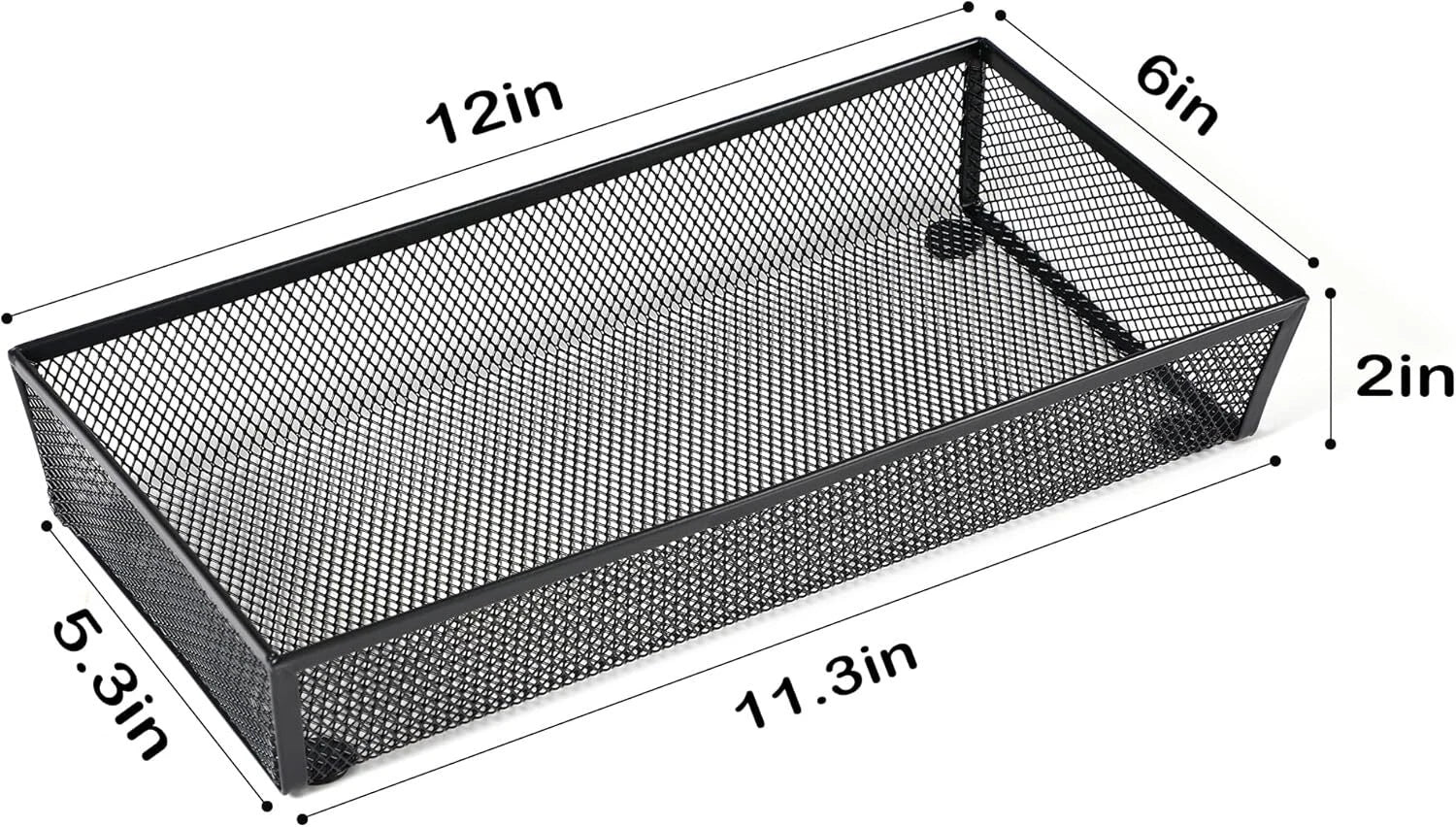 3-Piece Mesh Drawer Organizer, Cutlery Tabletop Storage Tray (12 x 6 x 2 inches) 07FC0E-D4 - KOEEK