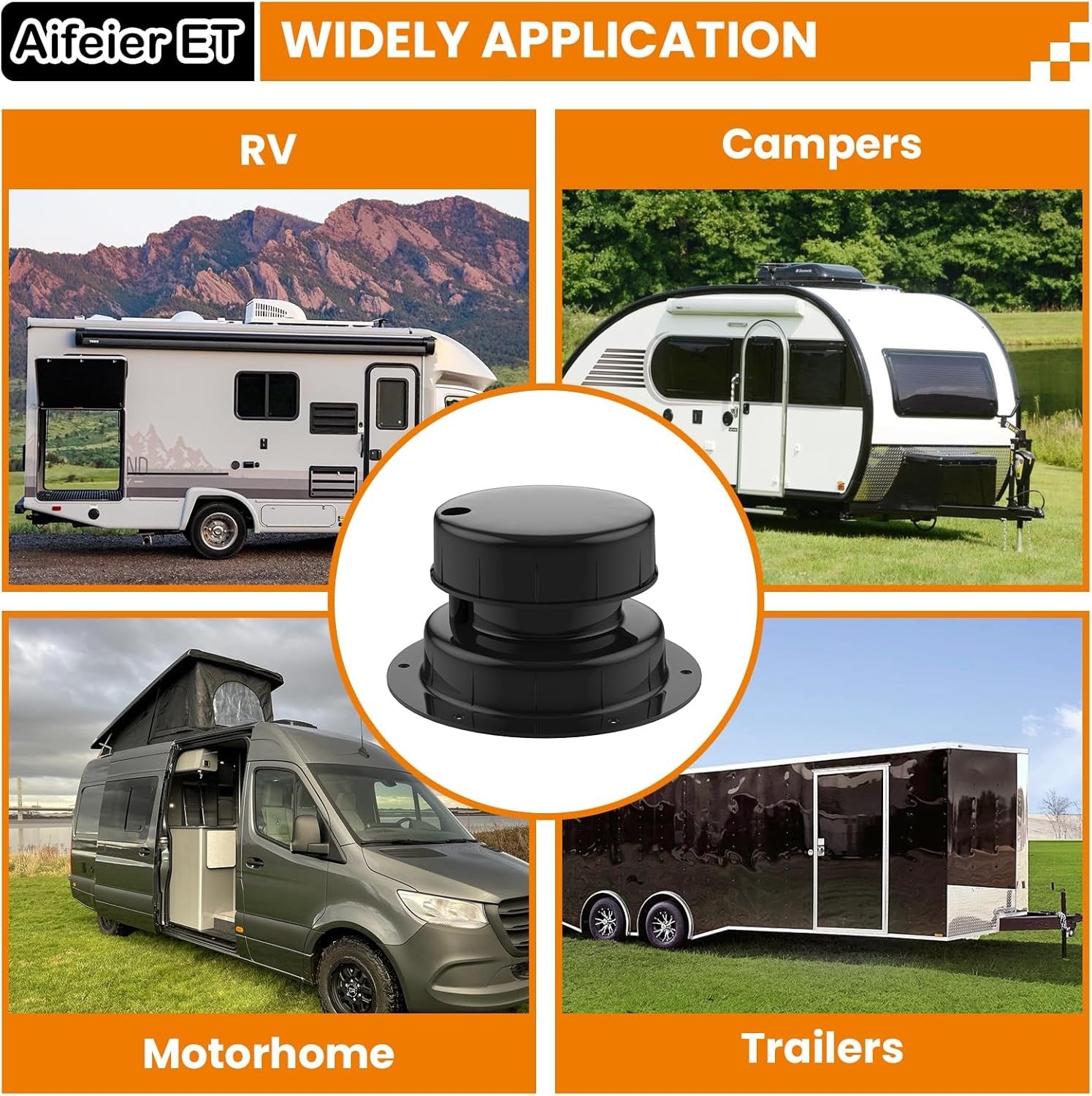 new Aifeier ET 1 Pcs RV Plumbing Vent Caps, Camper Roof Sewer Black AIFEIER ET - KOEEK