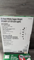 6  Home Accents 25 Light LED RED & WHITE C9 Super Bright Christmas Lights 16' HOME ACCENTS - KOEEK