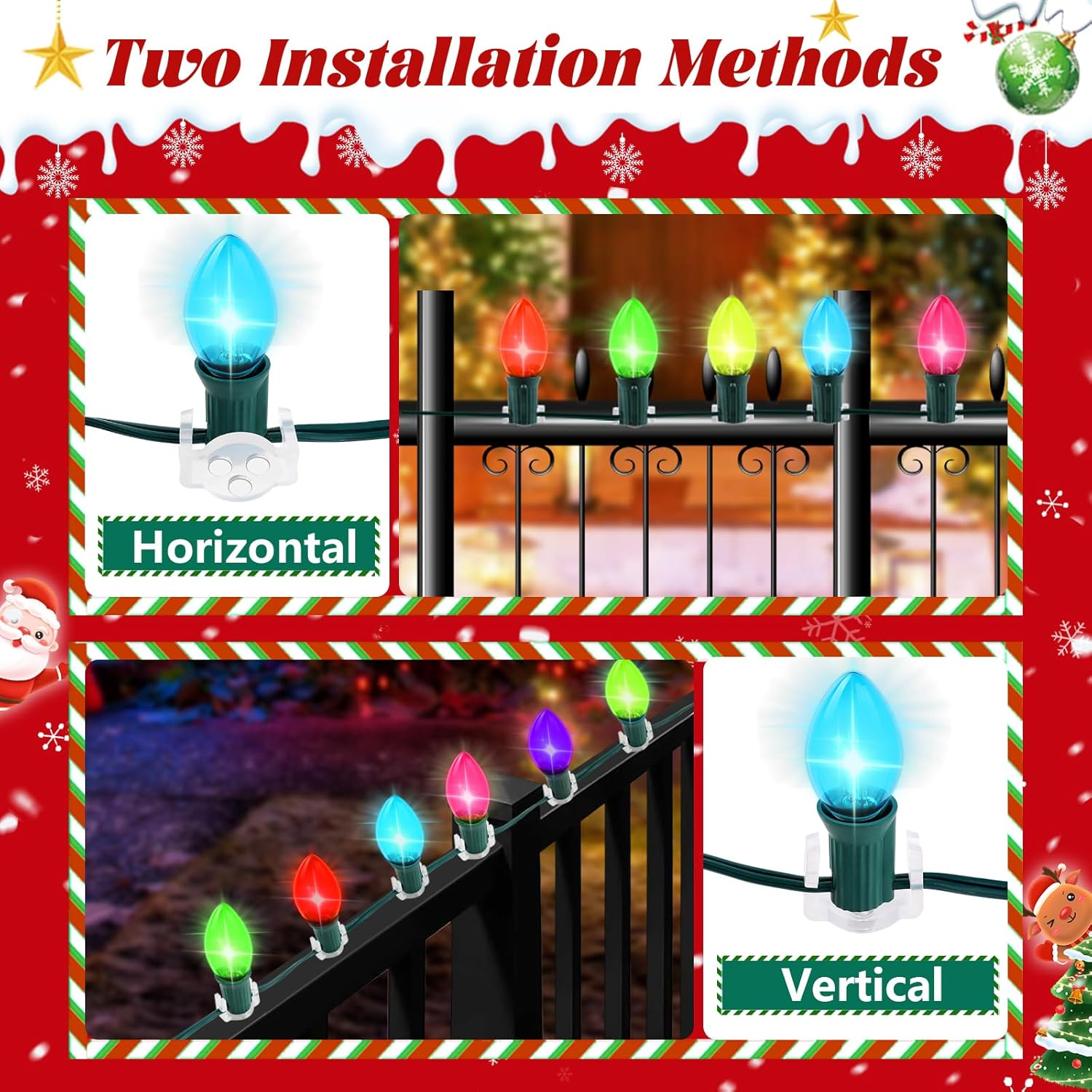 50 Pack C9 Magnetic Christmas Light Clips, Extra Strong Magnetic Clips Hook 07FC0E-D4 - KOEEK