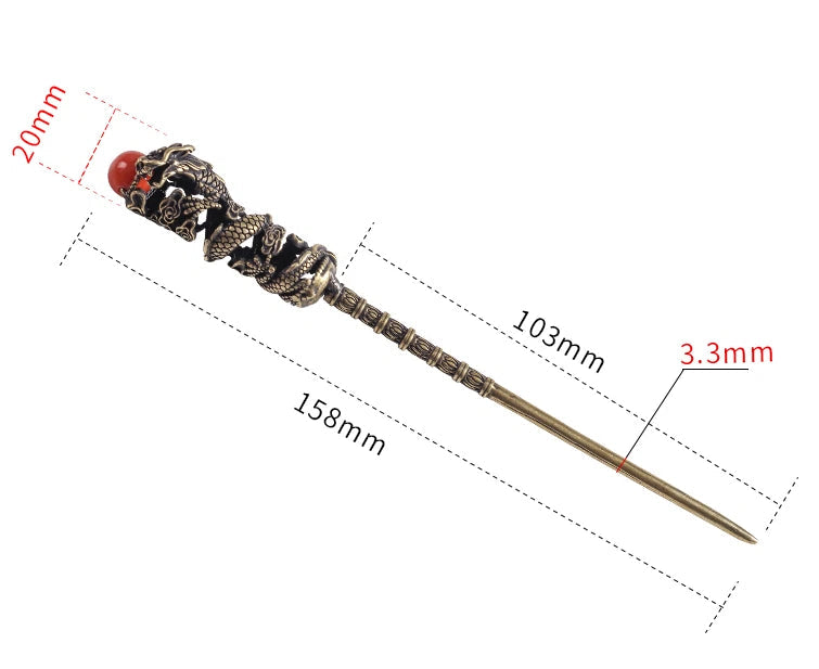 Copper Brass Dragon Cigar Needle Cigar Draw Enhancer Tool Women Hairpin Gift 07FC0E-D4 - KOEEK