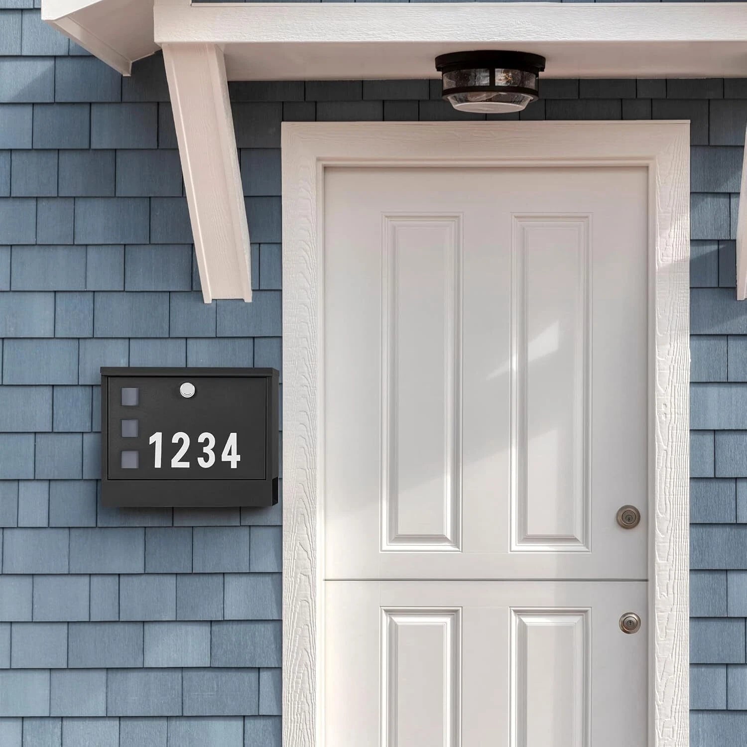 Locking Wall Mount Mailbox withThree Mailbox Number StickersLarge Capacity,Black 07FC0E-D4 - KOEEK