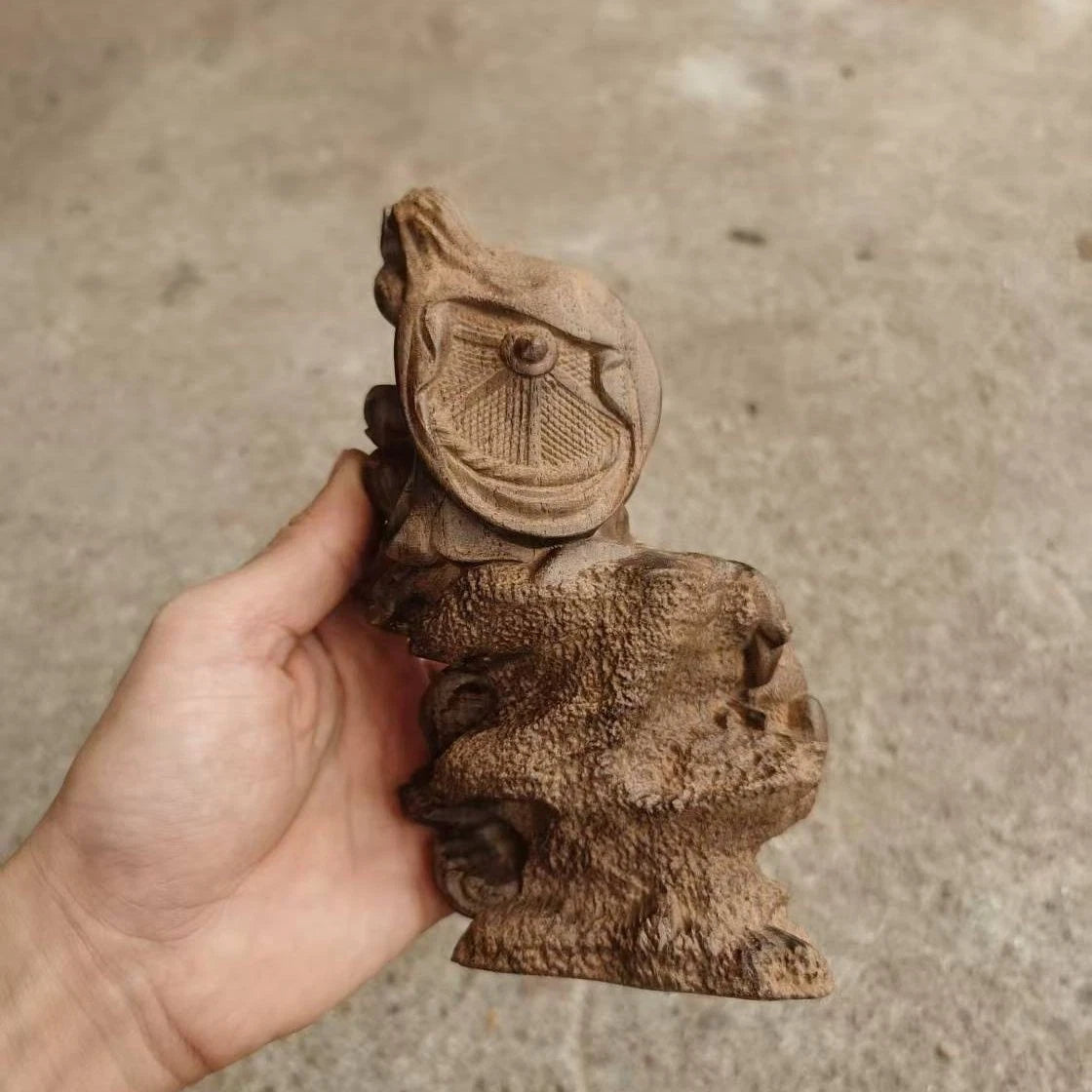 17*9cm Vietnamese Agarwood Carved Dragon Arhat Figurine Feng Shui Wealth Gift 07FC0E-D4 - KOEEK