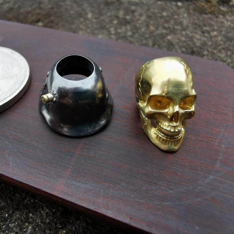 925 Sterling Silver Brass Soldier Skull Knife Lanyard Bead Paracord Pendant EDC 07FC0E-D4 - KOEEK