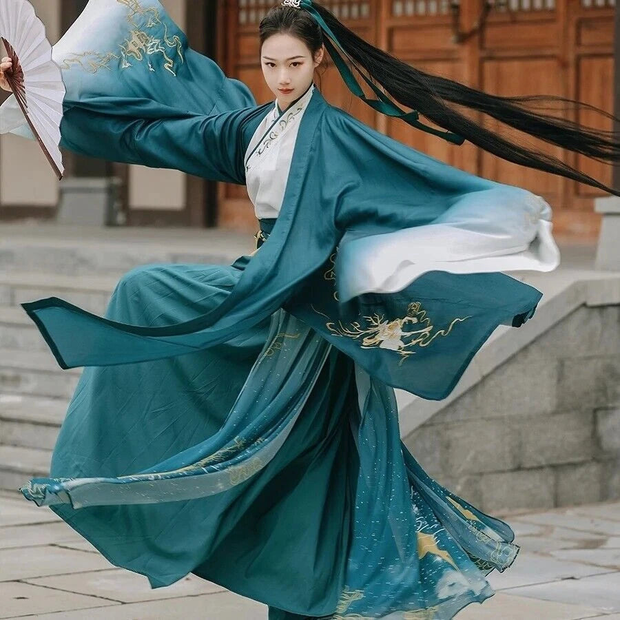 Chinese Ancient Hanfu Costume Women Clothes Traditional Tang Dynasty Folk Dance 07FC0E-D4 - KOEEK