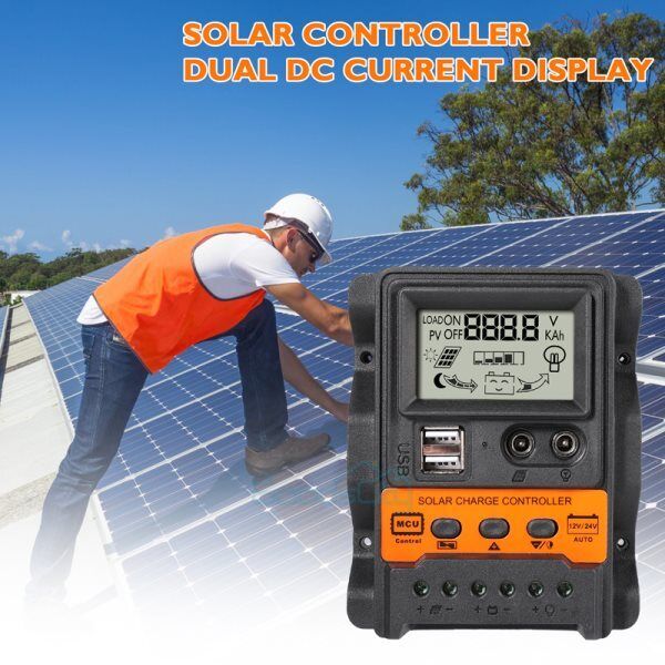 ny 12/24V 80/100A MPPT Solar Charge Controller Panel Batteri LCD Regulator Dual USB