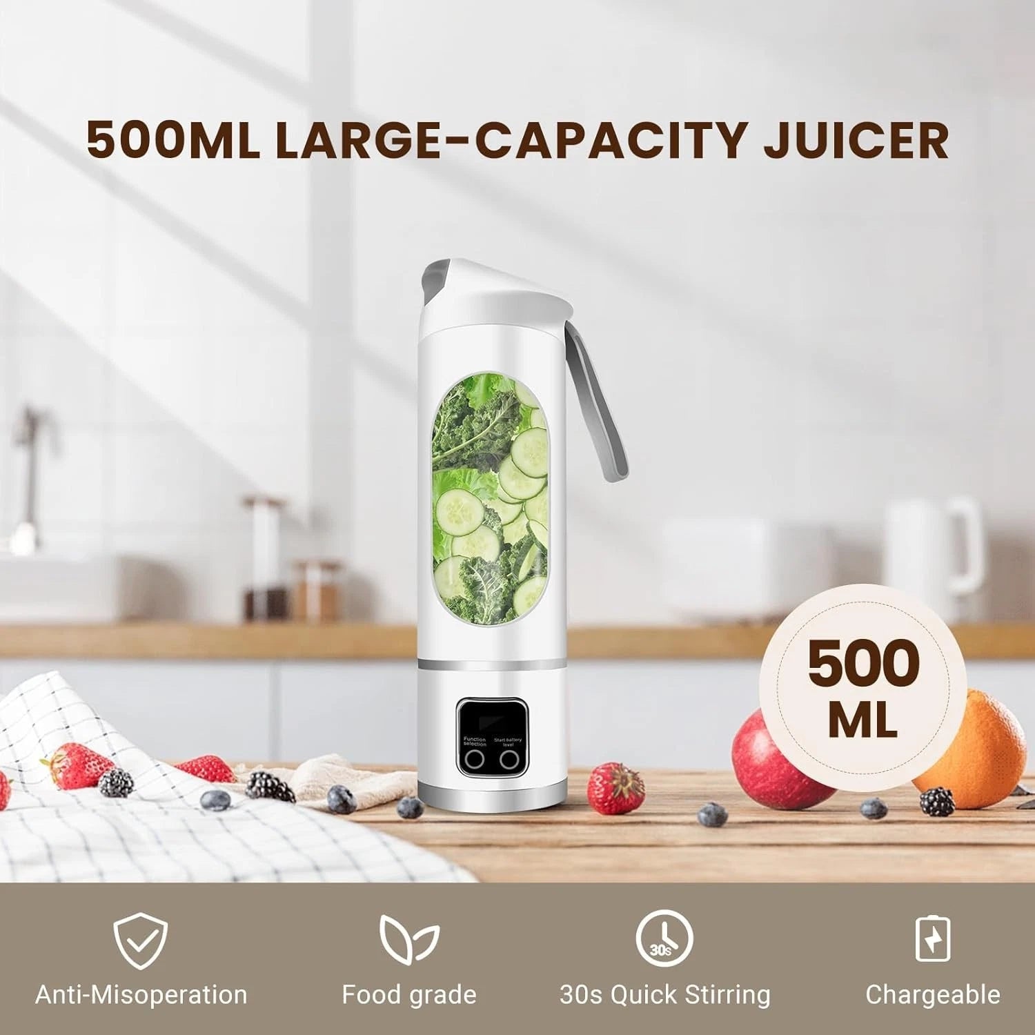Portable Personal Electric USB Juicer, 500ml Mini Blender 07FC0E-D4 - KOEEK