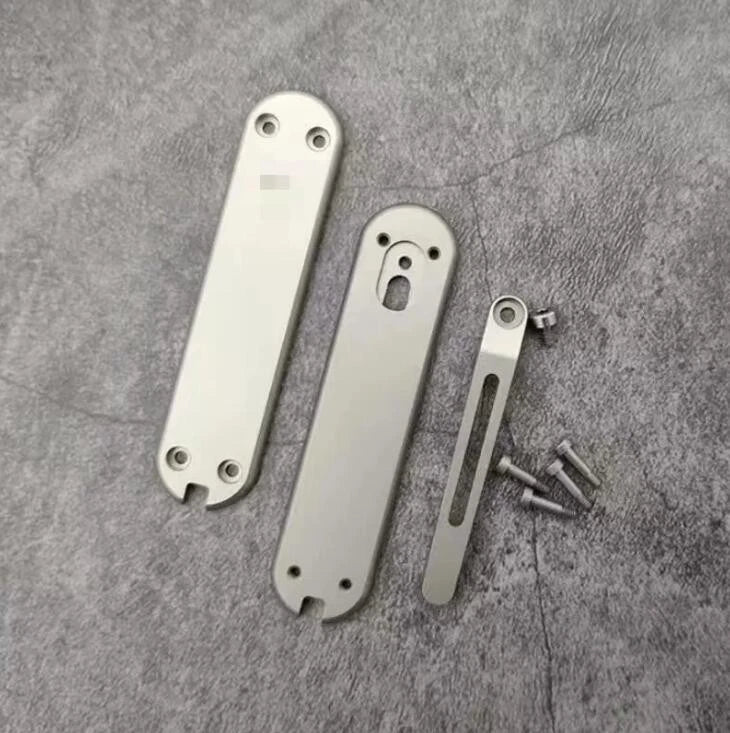 1Pair Titanium Scales with Titanium Clip for 58mm Victorinox Swiss Army Rambler 07FC0E-D4 - KOEEK