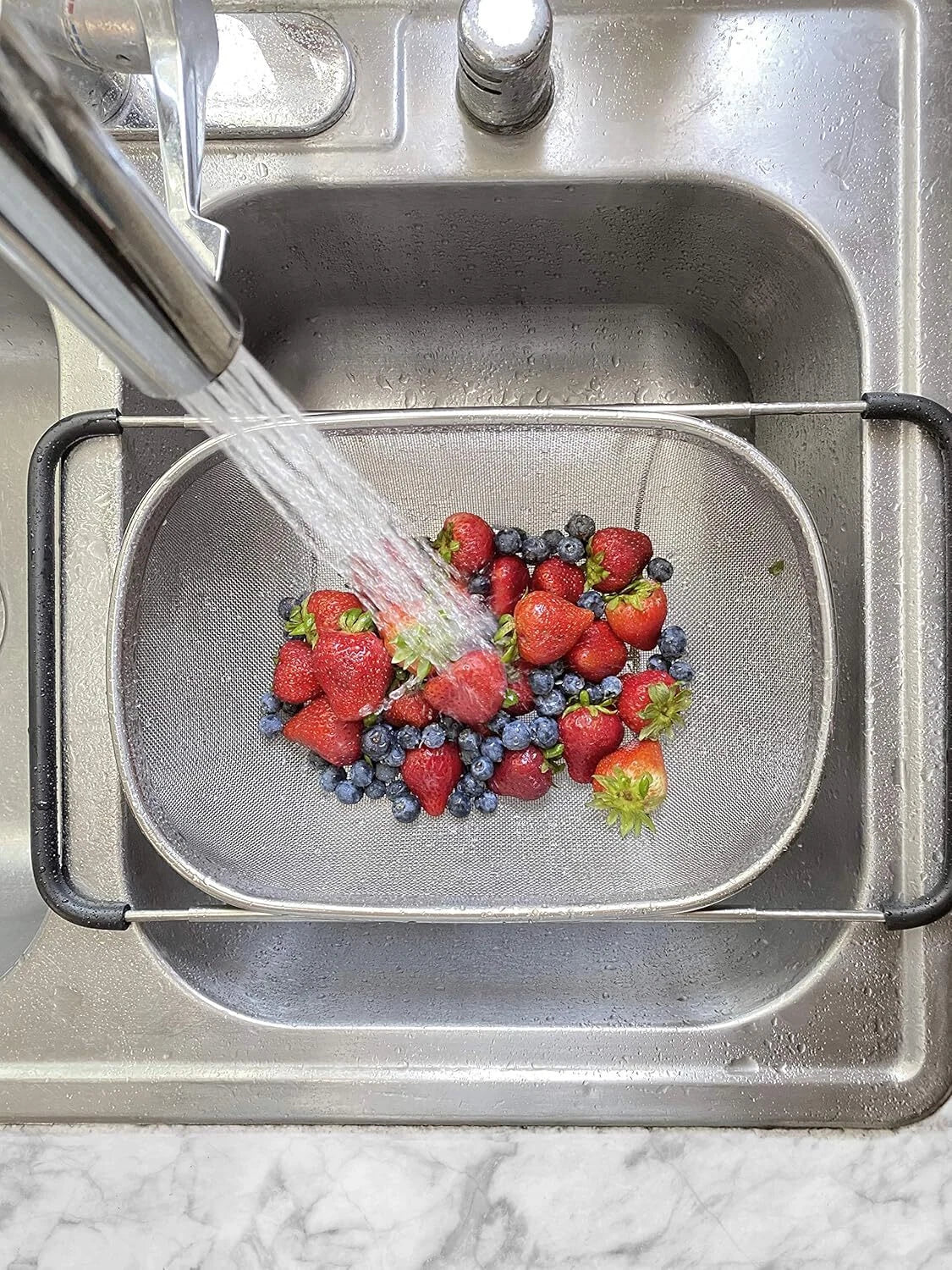 Over the Sink Colander Strainer Basket Stainless Steel, For Kitchen Sink 07FC0E-D4 - KOEEK