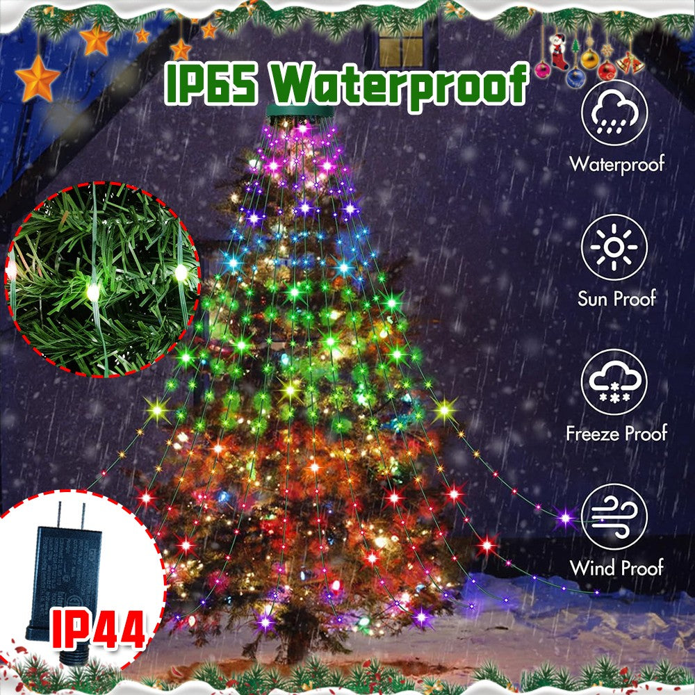 400LED Christmas Tree Waterfall Lights Fairy String Outdoor Waterproof Decor RGB 07FC0E-D4 - KOEEK