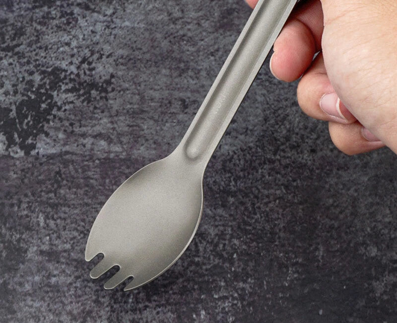 Titanium 3 Fork Spoon Sets Outdoor Camping Tableware Portable Salad SpoonEDCTool 07FC0E-D4 - KOEEK