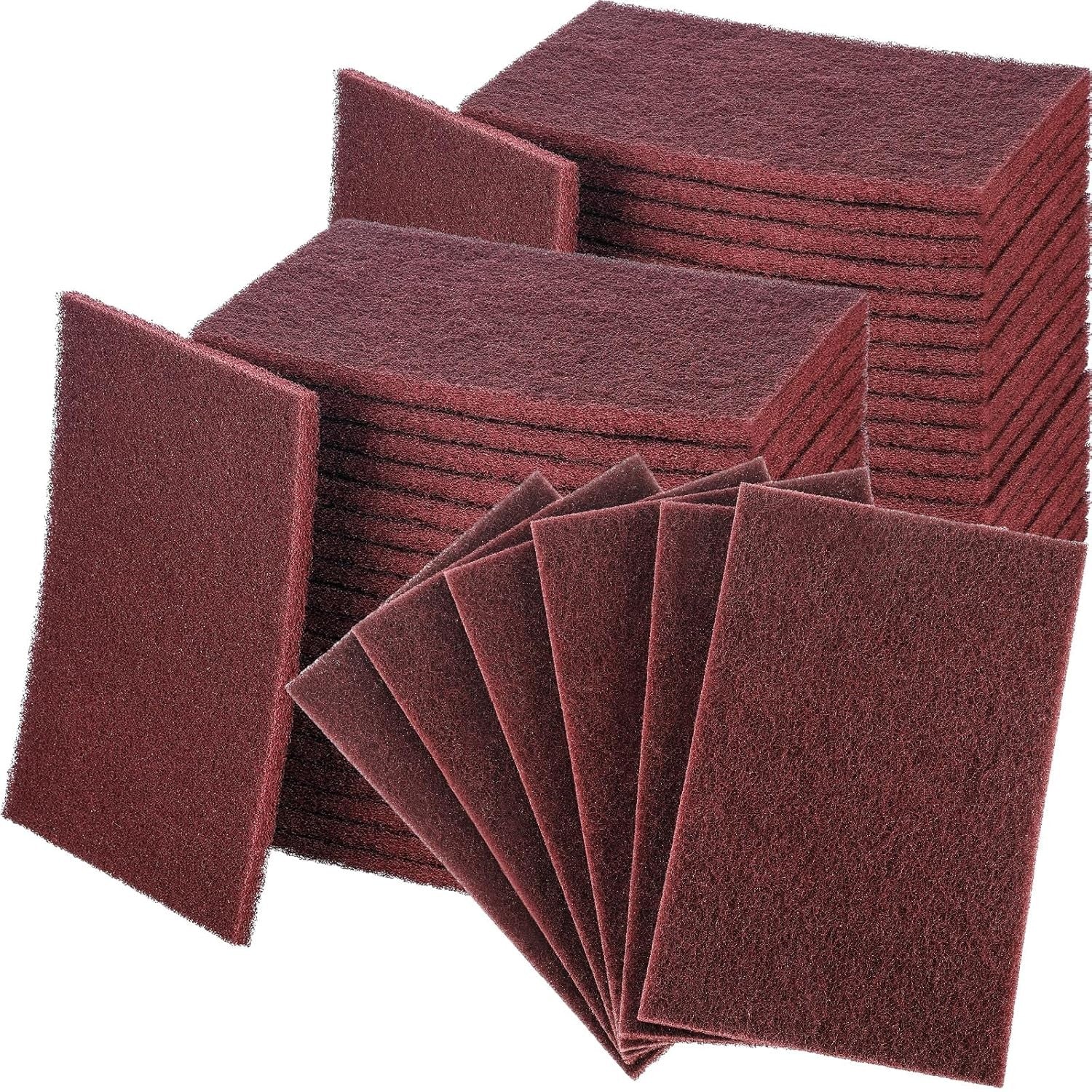 new 50 Pcs 7447 Fine General Purpose Scuff Pads 6 X 9 Inch Abrasive Hand Red