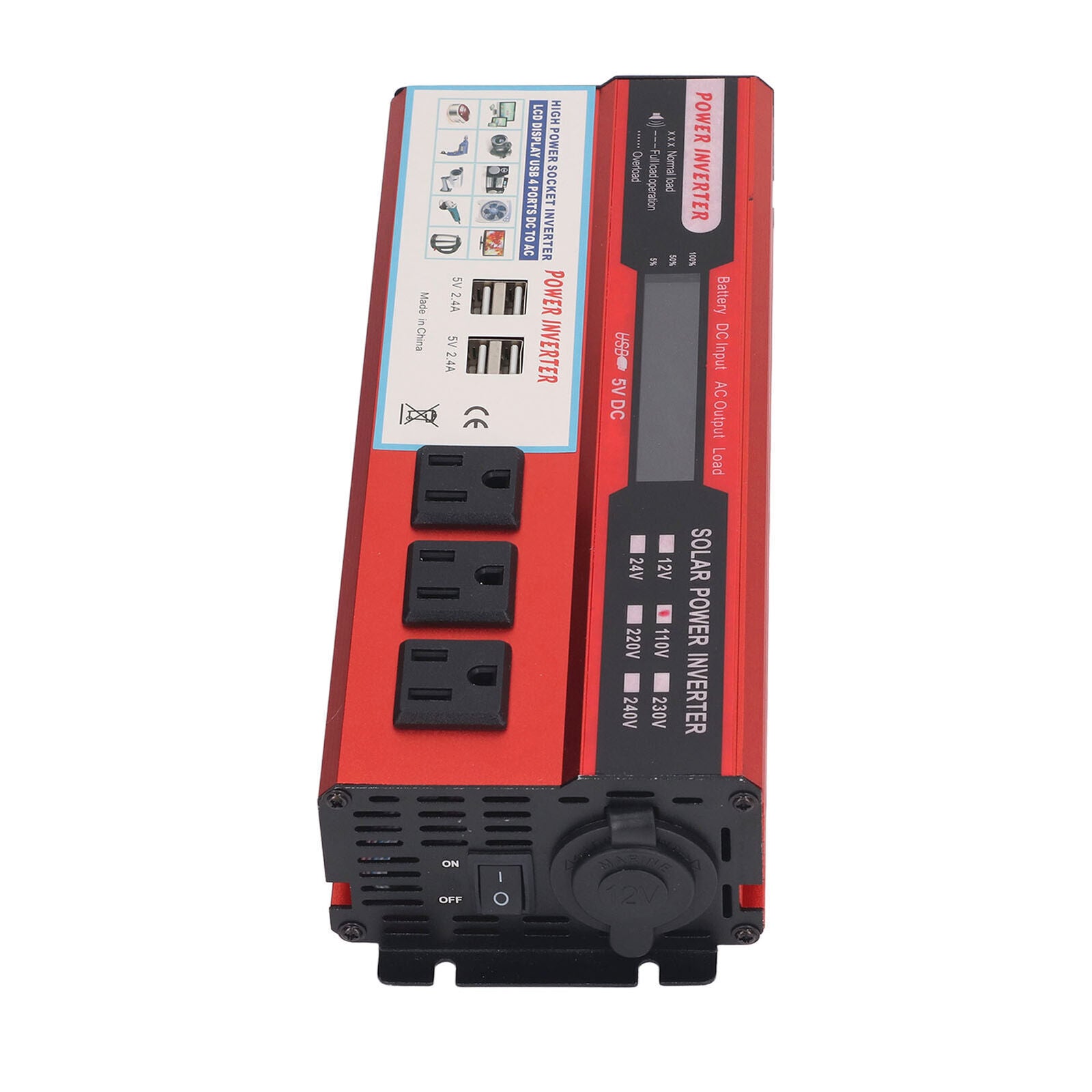 new 2000W Modified Sine  Car Inverter 4USB Ports LCD Digital Display Inverter US koeek - KOEEK