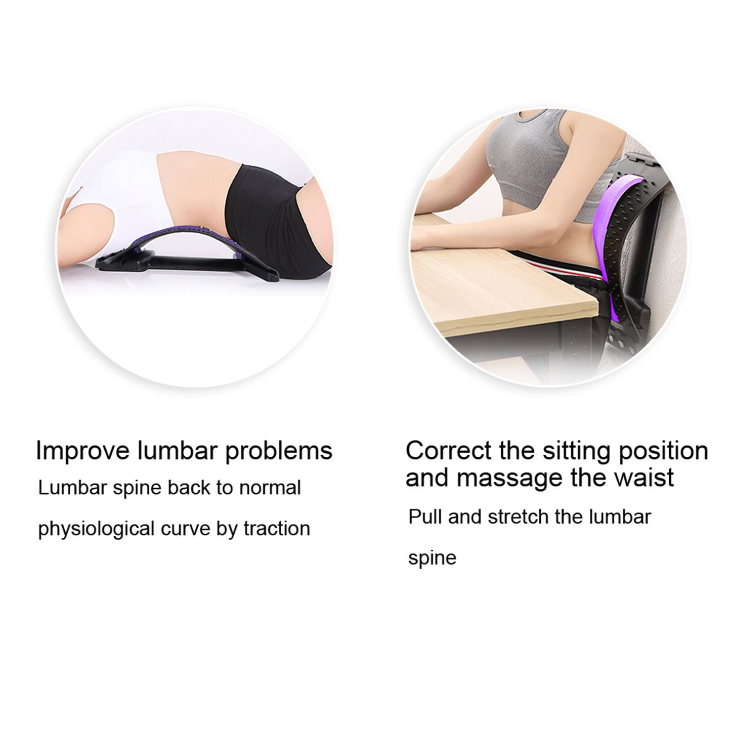 new Lumbar Massage Traction Pad Corrector Stretcher (Acupuncture Black+Purple) HGF koeek - KOEEK