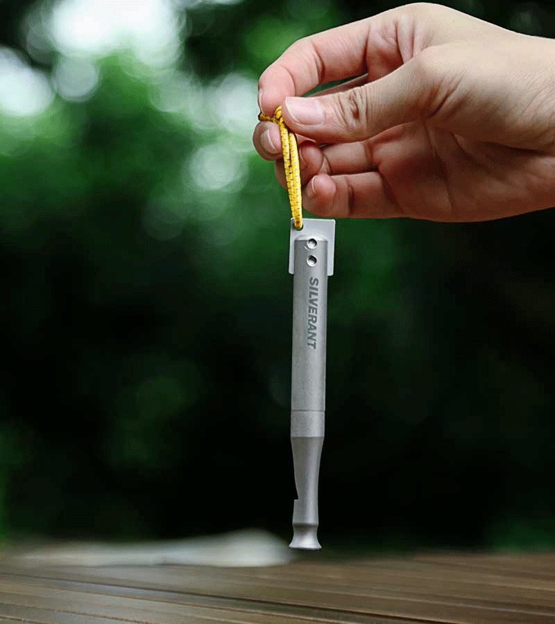 EDC Titanium Whistle Waterproof Flint Outdoor Camping survival Tool Keychain 07FC0E-D4 - KOEEK