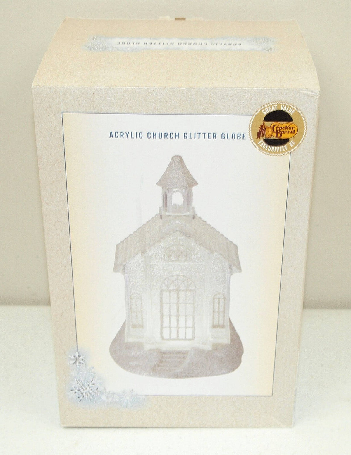 !! Large 10" CRACKER BARREL "Lighted ACRYLIC CHURCH Swirling GLITTER GLOBE" CRACKER BARREL - KOEEK
