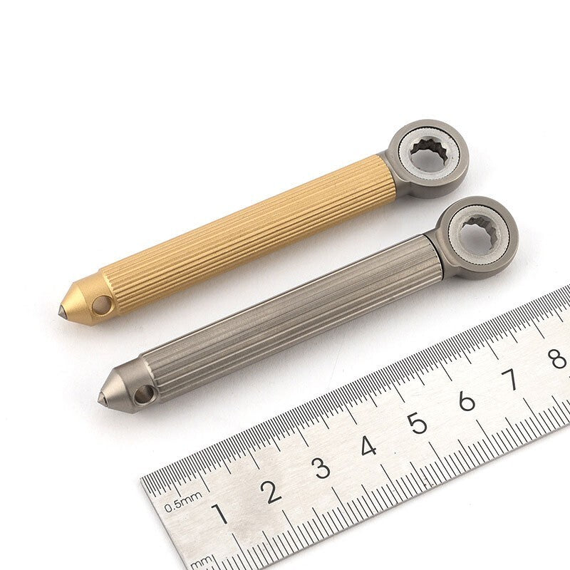 Titanium Brass S2 Steel EDC Multi Tools Card Screwdriver Pocket Outdoor Keychain 07FC0E-D4 - KOEEK