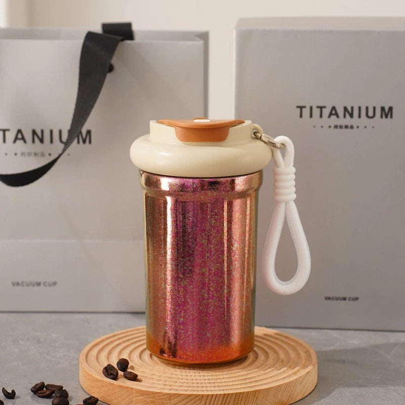 420ml Double Wall Pure Titanium Thermal Insulation Coffee Cup Travel Bottle 07FC0E-D4 - KOEEK