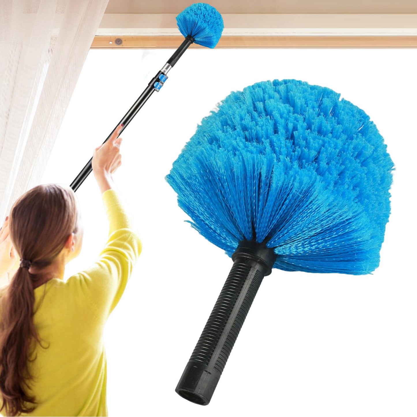 new Cobweb Duster Pole Medium Stiff Bristles Cobweb Duster Head Replacement koeek - KOEEK