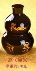 Obsidian Gourd Figurine Six Word Mantra Feng Shui Home Entryway Decor 07FC0E-D4 - KOEEK