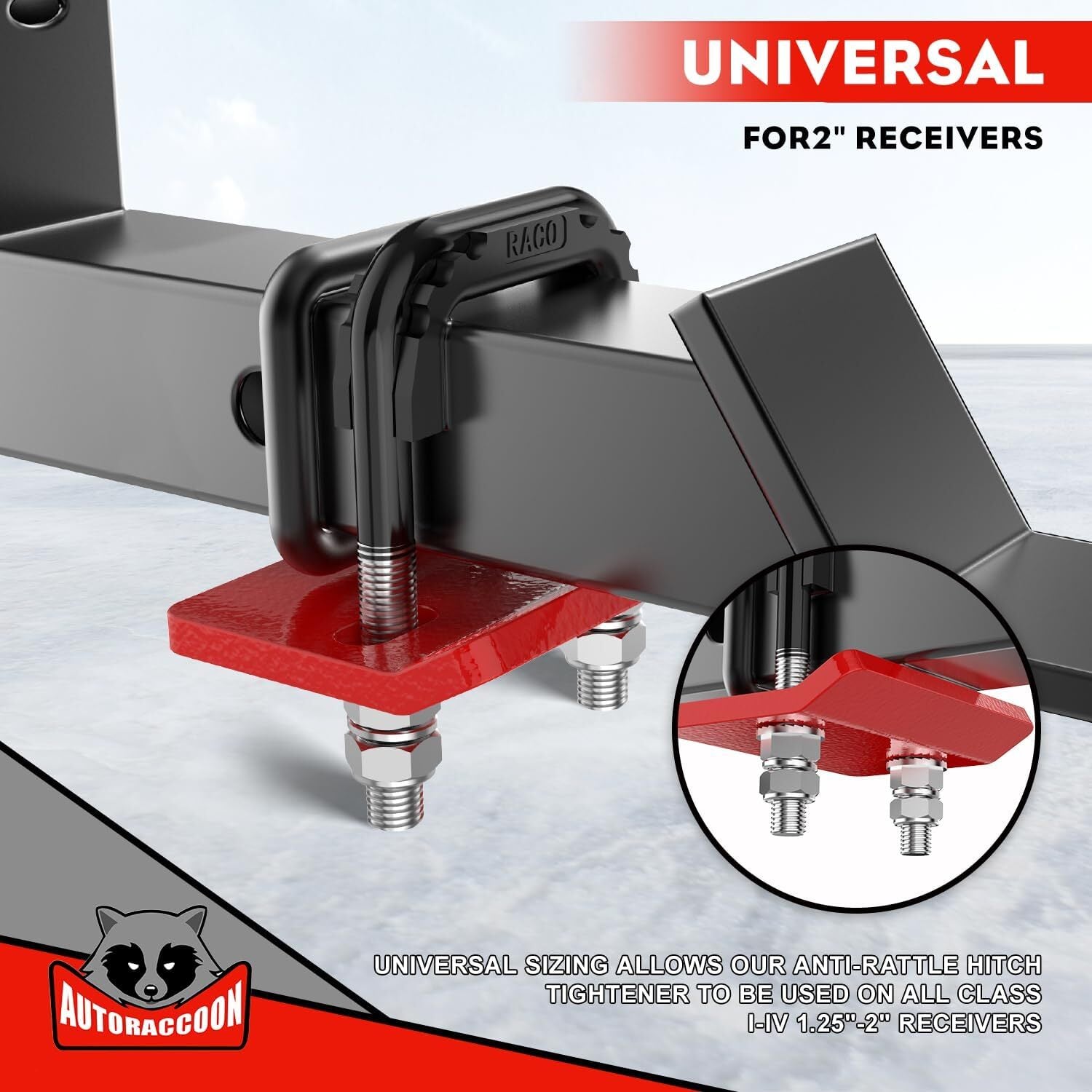 new Hitch Tightener Anti-Rattle Clamp - Heavy Duty Stabilizer for 1.25" Red