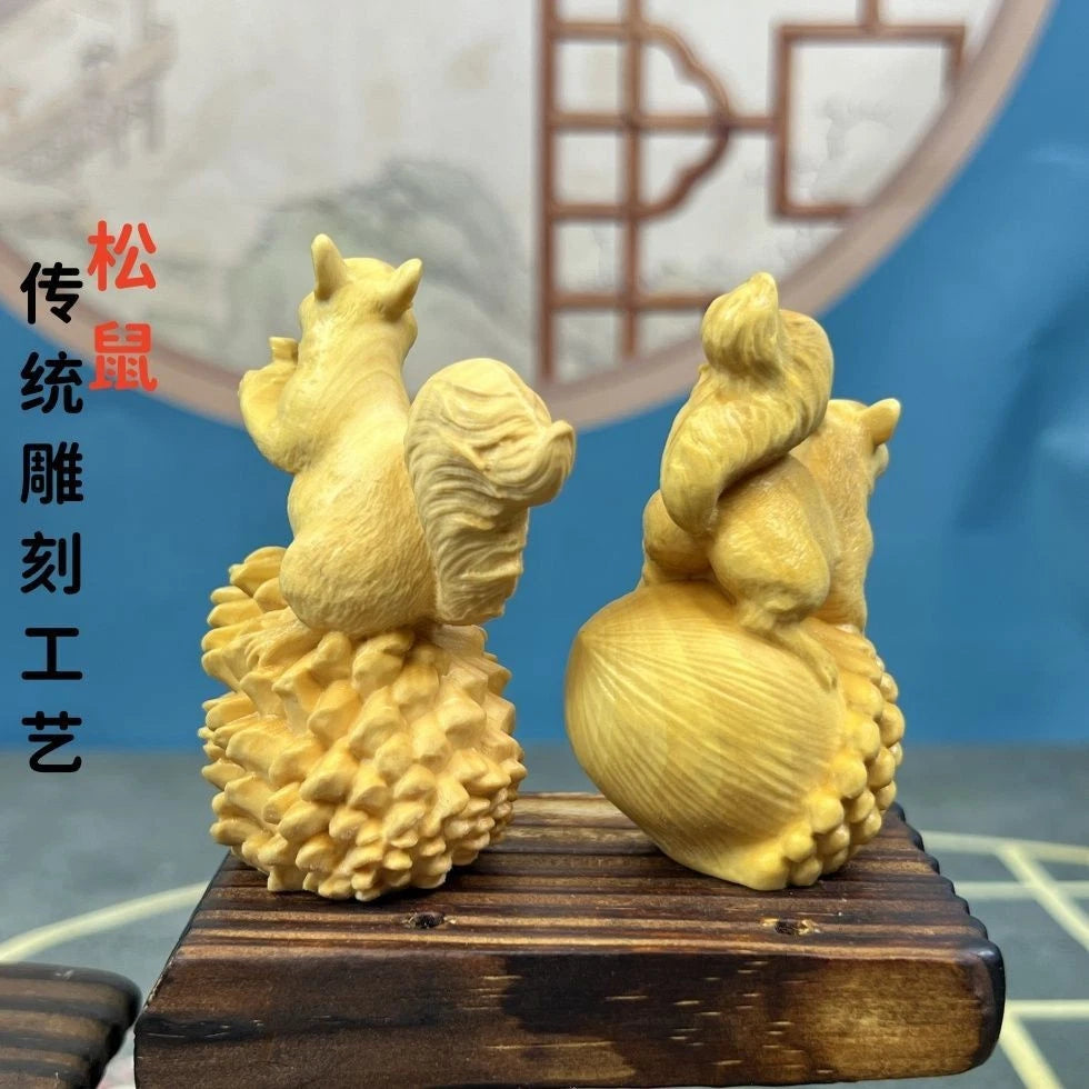 7cm Boxwood Carved Pair of Wealth Hand Pieces Home Décor Chinese Style Gift 07FC0E-D4 - KOEEK