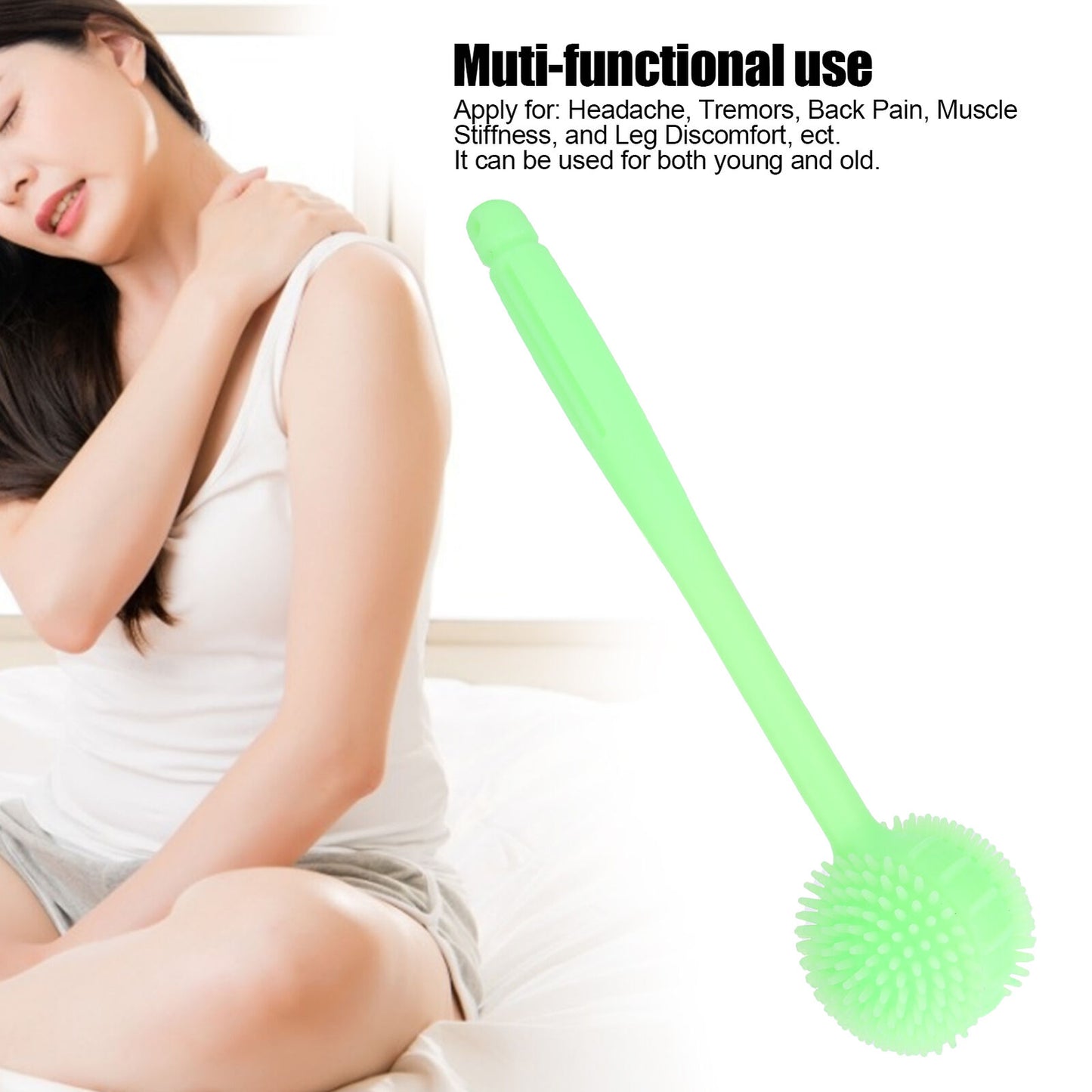 new Massage Hammer Long Hammer Back Massager For Back Relief(Green )(Green ) HGF koeek - KOEEK