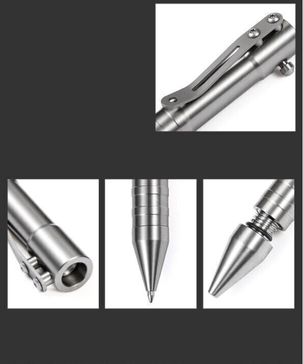 EDC Portable Pocket Outdoors Pen Solid TC4 Titanium Alloy Bolt Action Ball Pen 07FC0E-D4 - KOEEK