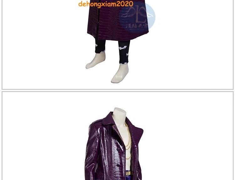 Movie Suicide Squad The Joker Jared Leto Cosplay Costume Purple Trench Coat Suit 07FC0E-D4 - KOEEK