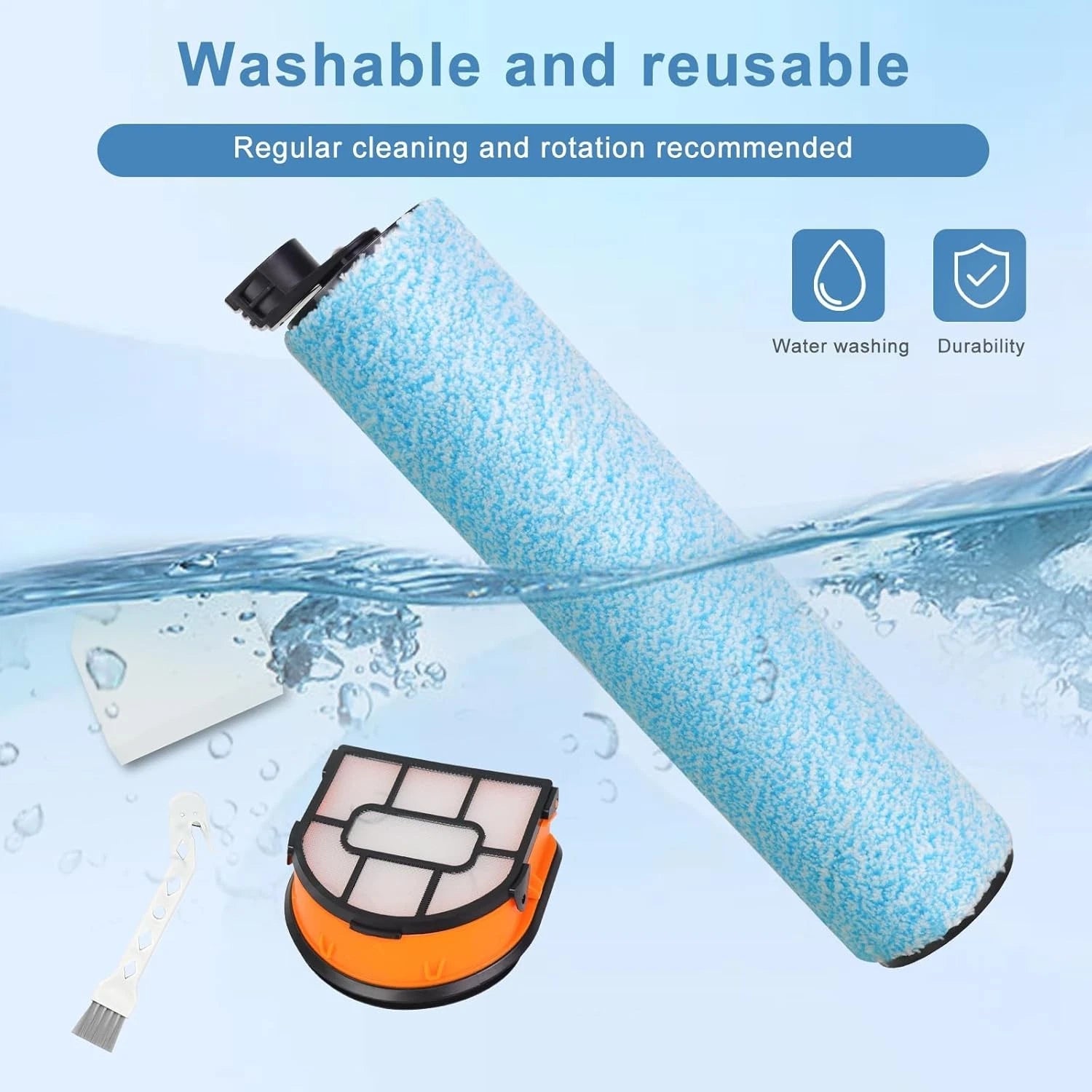 WD161 Replacement HEPA Filter and Brush Roll Set, includes 2 brush rolls 07FC0E-D4 - KOEEK