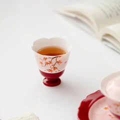 50ml High-foot Flower Mouth Master Cup Hand-painted Red Plum Kung Fu Tea Set 07FC0E-D4 - KOEEK