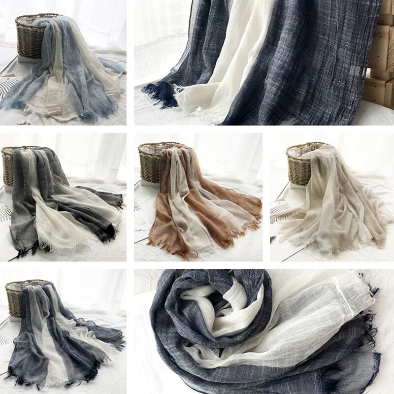 Soft Linen Cotton Scarf Shawls Muslim Large Hijab Wraps Unisex Women Men Scarves 07FC0E-D4 - KOEEK