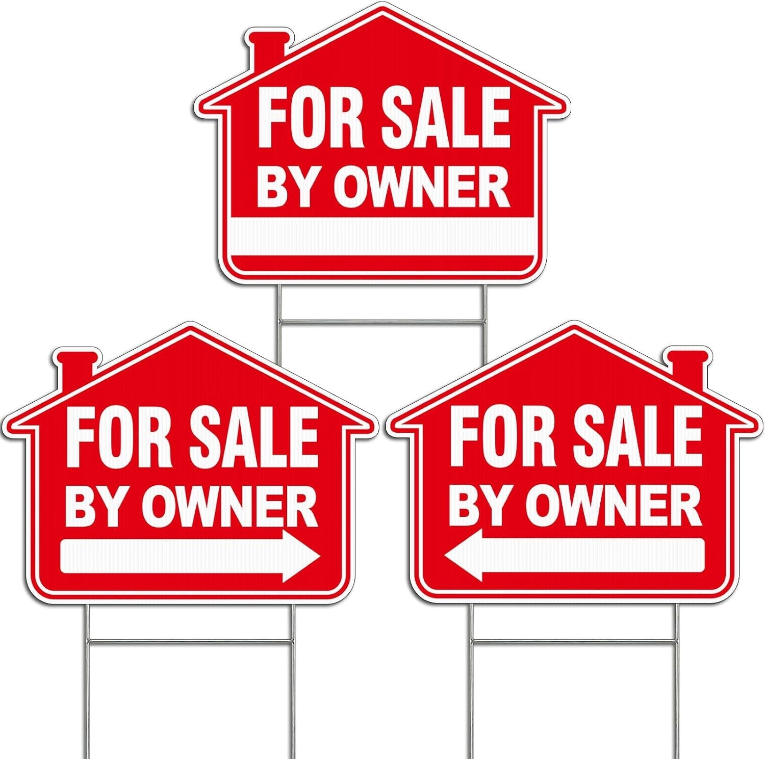 new For Sale by Owner Sign with Red-3Pack Stake 07FC0E-D4 - KOEEK