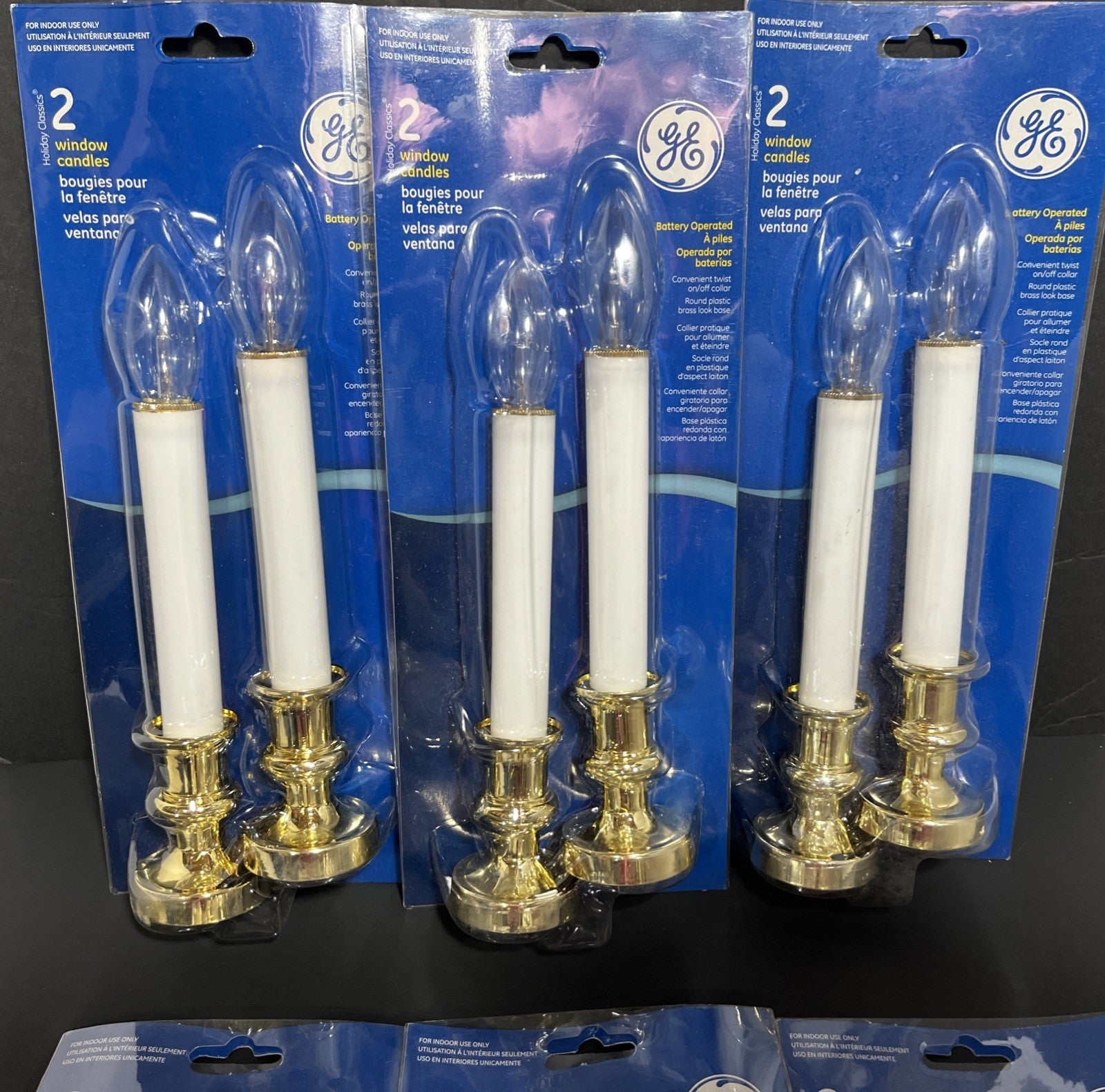 12 NOS 2011 GE Window Candle Lights 9.5” Battery Twist Base Switch White Plastic GE - KOEEK