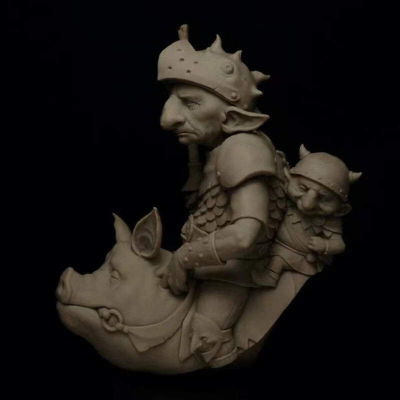 1/12 Resin Bust Model Kit Goblin Warrior Riding Pig Unassembled Unpainted 07FC0E-D4 - KOEEK