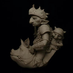 1/12 Resin Bust Model Kit Goblin Warrior Riding Pig Unassembled Unpainted 07FC0E-D4 - KOEEK