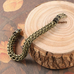 Brass Bracelet Mens Fashion Metal Jewelry Vintage Handcrafted Male Bead Chain 07FC0E-D4 - KOEEK