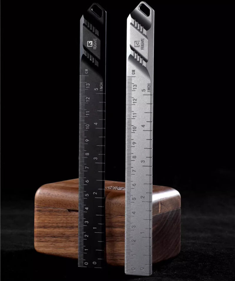 Titanium Straight Ruler Student Stationery CNC Graduated Ruler EDC Tools 07FC0E-D4 - KOEEK